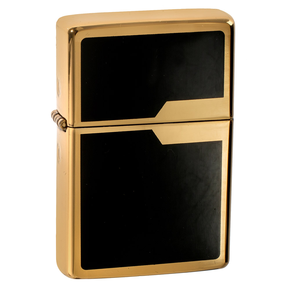 Q311001 Elegancka zapalniczka benzynowa Tasman BRASS Milano złoto-czarna