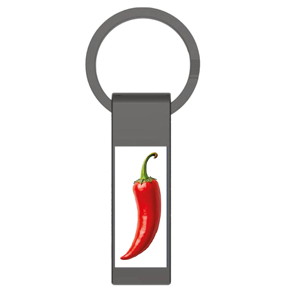 Q114714 Brelok do kluczy metalowy prostokątny Papryczka Chili