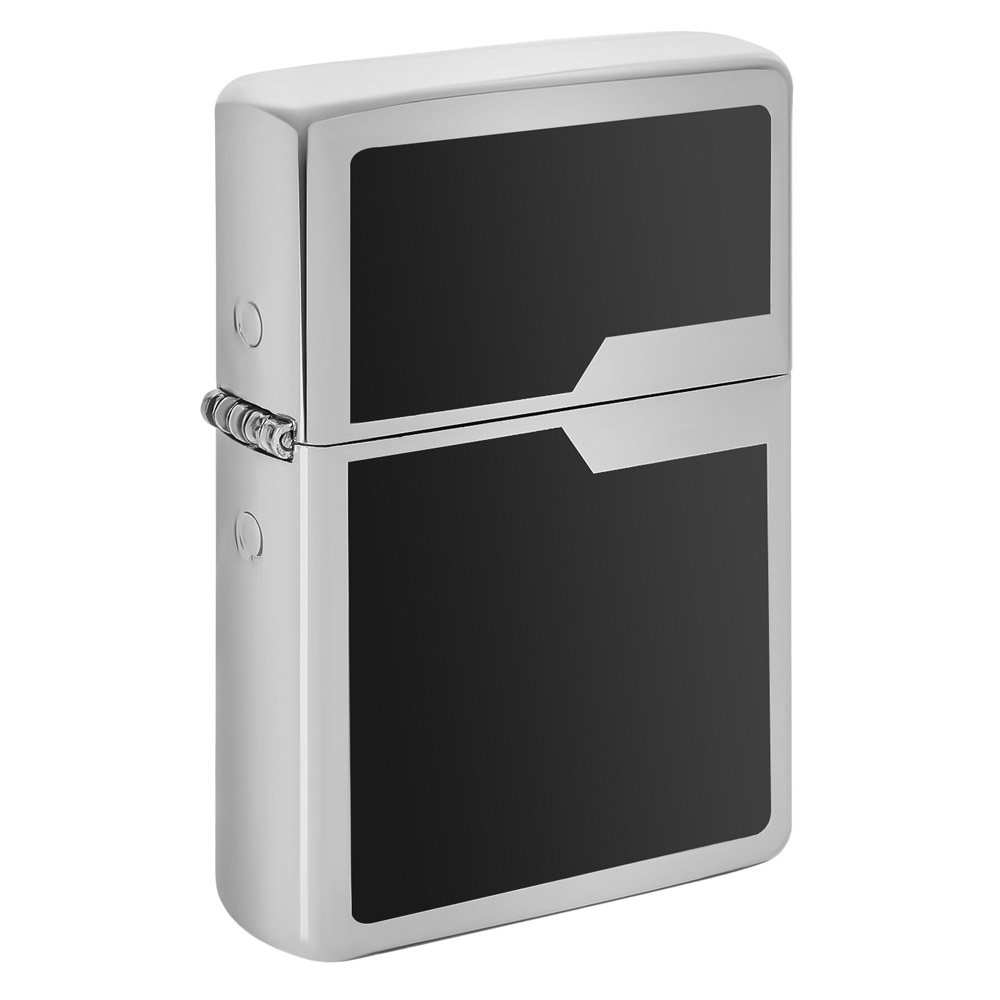 Q311026 Zapalniczka benzynowa Tasman BRASS Milano black-silver czarno-srebrna