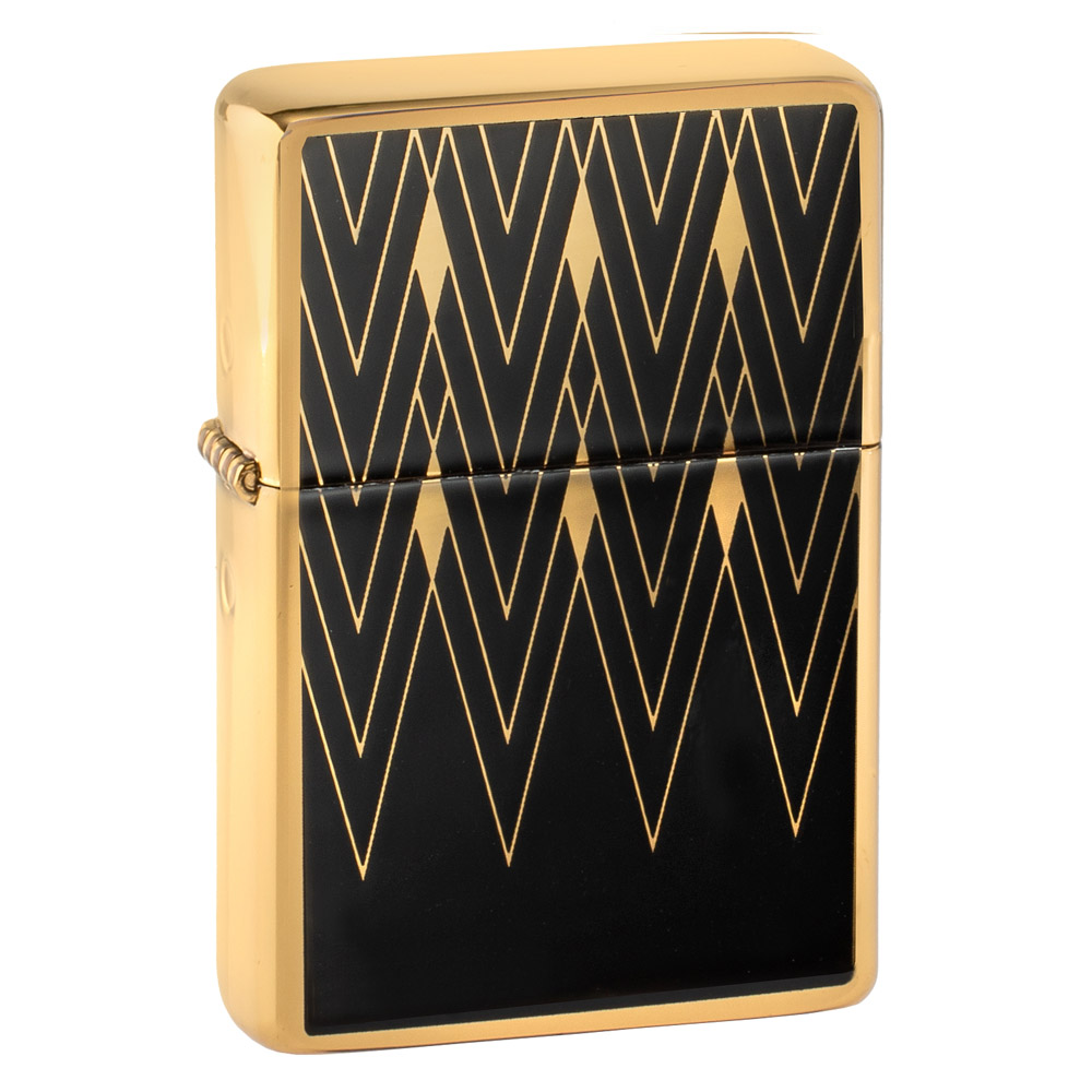 Q311013 Zapalniczka benzynowa damska Tasman BRASS Art Deco gold-black
